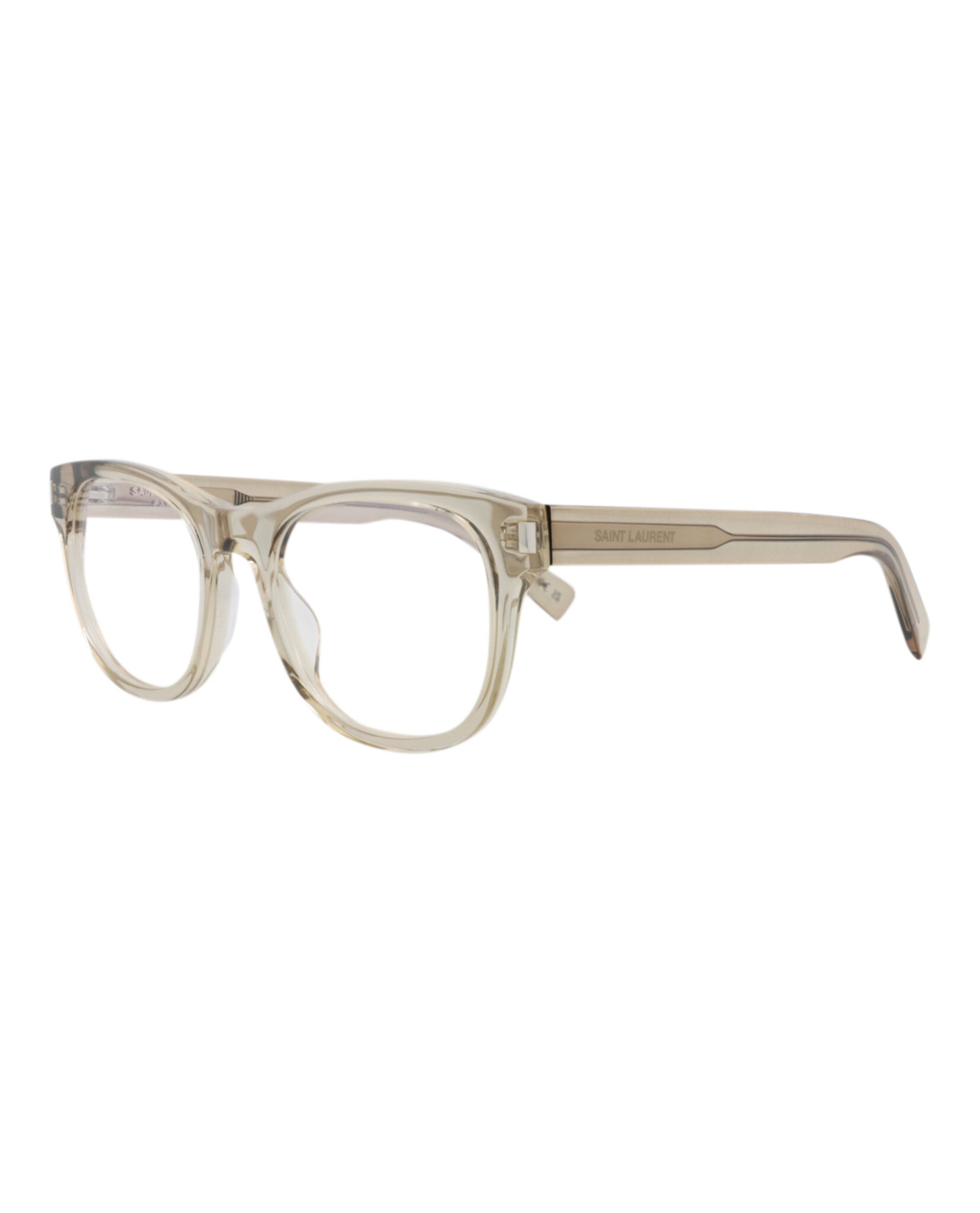 Saint Laurent Unisex Square/Rectangle Beige Beige Transparent Fashion Designer Eyewear