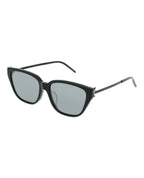 Saint Laurent Womens Cat Eye Black Black Silver Fashion Designer Eyewear