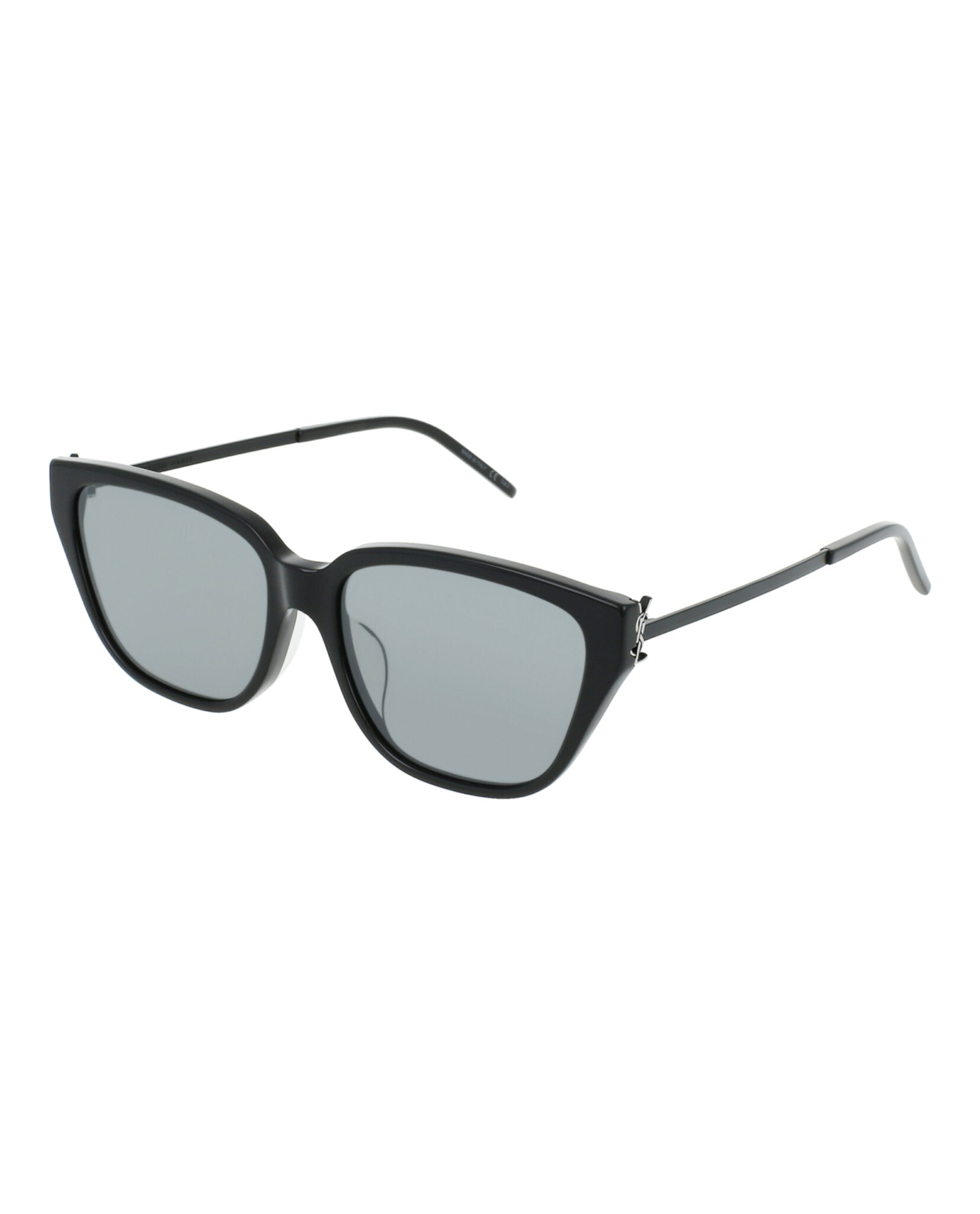 Saint Laurent Womens Cat Eye Black Black Silver Fashion Designer Eyewear