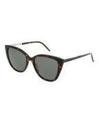 Saint Laurent Womens Cat Eye Havana Silver Grey Fashion Designer Eyewear