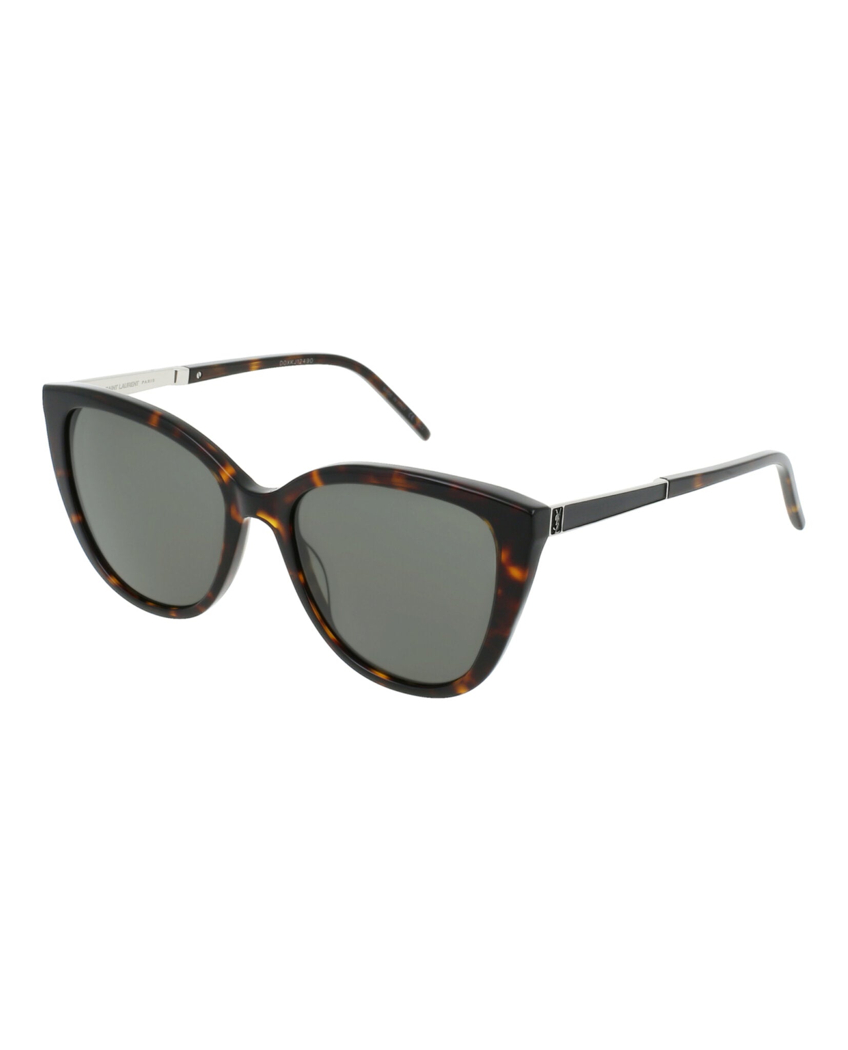 Saint Laurent Womens Cat Eye Havana Silver Grey Fashion Designer Eyewear
