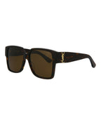 Saint Laurent Unisex Square/Rectangle Avana Avana Brown Fashion Designer Eyewear