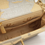Chanel Vintage Mini Square - Beige Camellia Raffia | Antique Gold Hardware