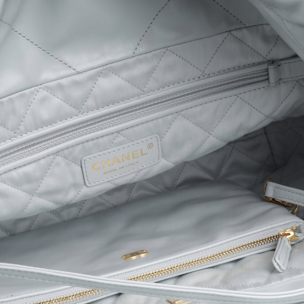 Chanel Small 22 Tote - Light Blue Calfskin | Gold Hardware