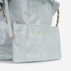 Chanel Small 22 Tote - Light Blue Calfskin | Gold Hardware