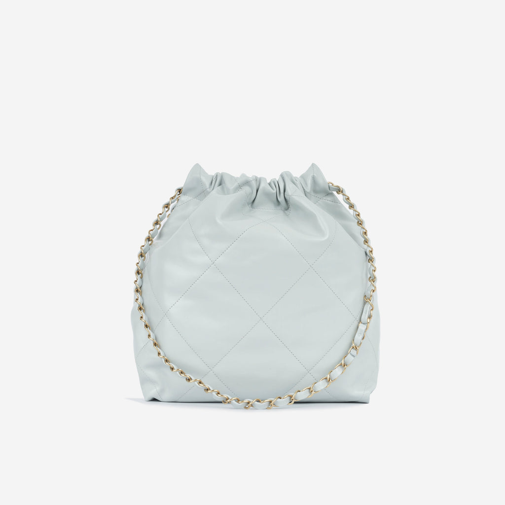 Chanel Small 22 Tote - Light Blue Calfskin | Gold Hardware