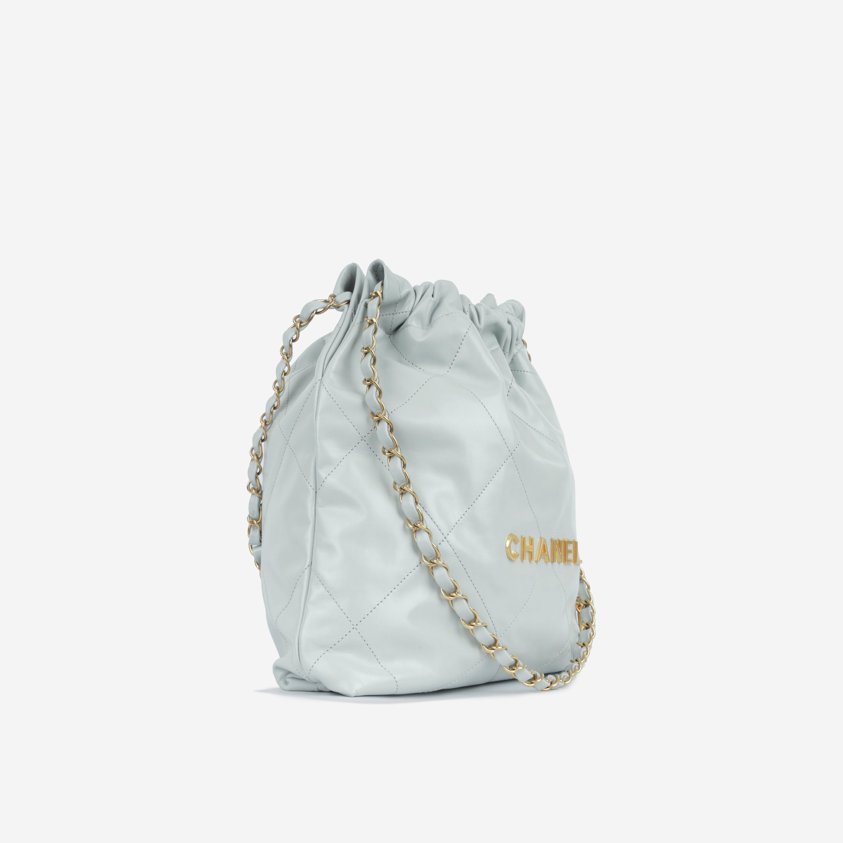 Chanel Small 22 Tote - Light Blue Calfskin | Gold Hardware