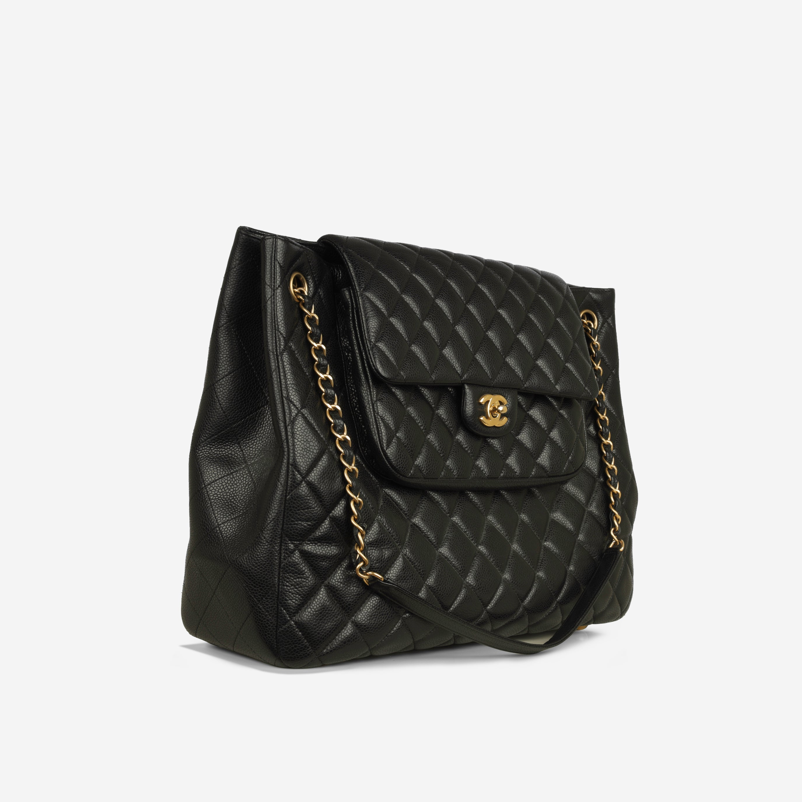 Chanel Classic Flap Shopping Tote - Black Caviar | Antique Gold Hardware
