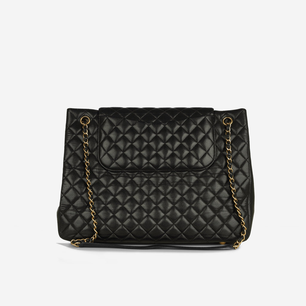 Chanel Classic Flap Shopping Tote - Black Caviar | Antique Gold Hardware