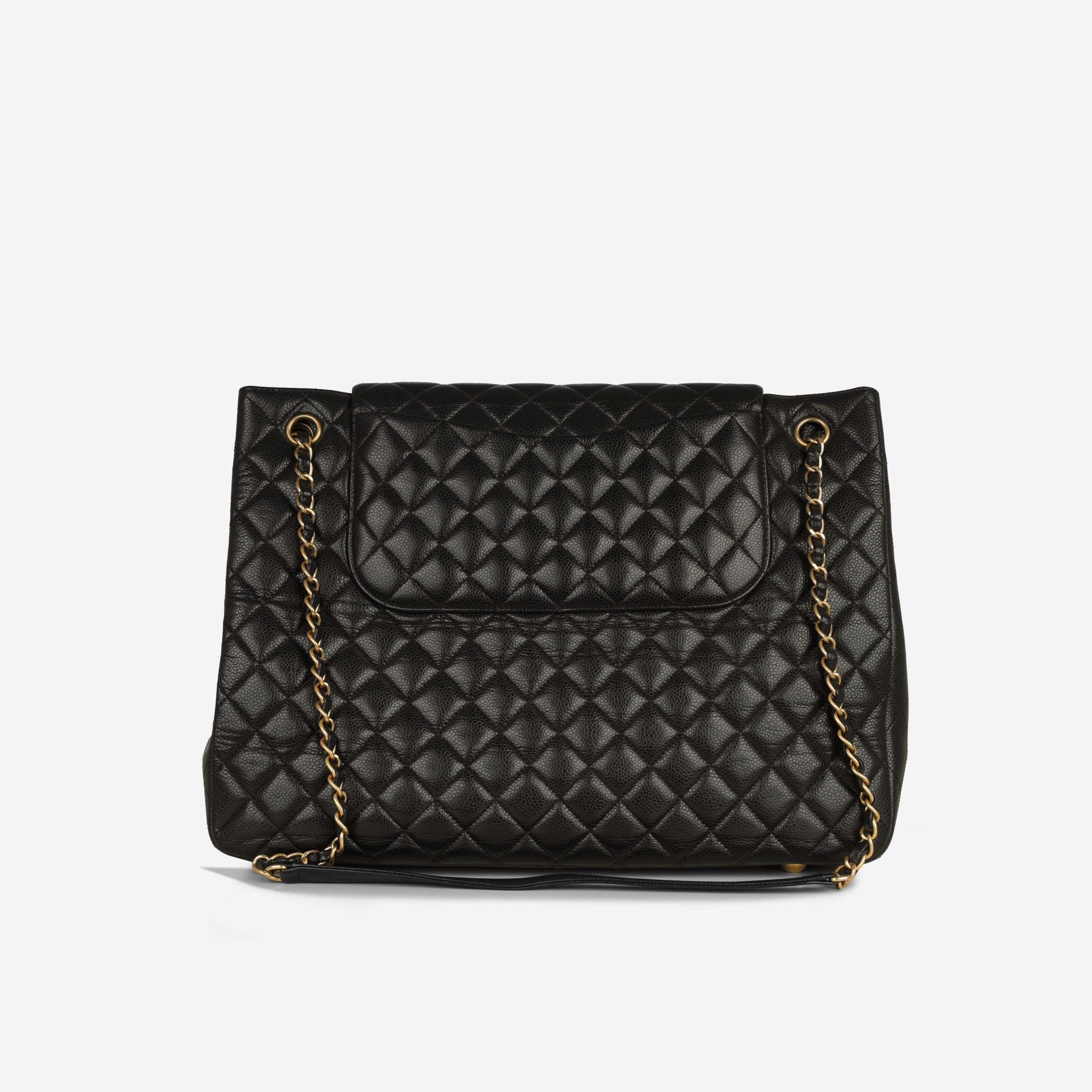 Chanel Classic Flap Shopping Tote - Black Caviar | Antique Gold Hardware