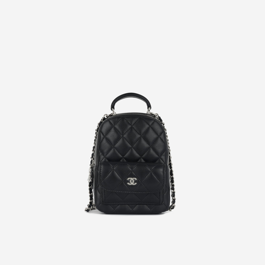 Chanel Mini CC Classic Backpack - Black Lambskin | Silver Hardware