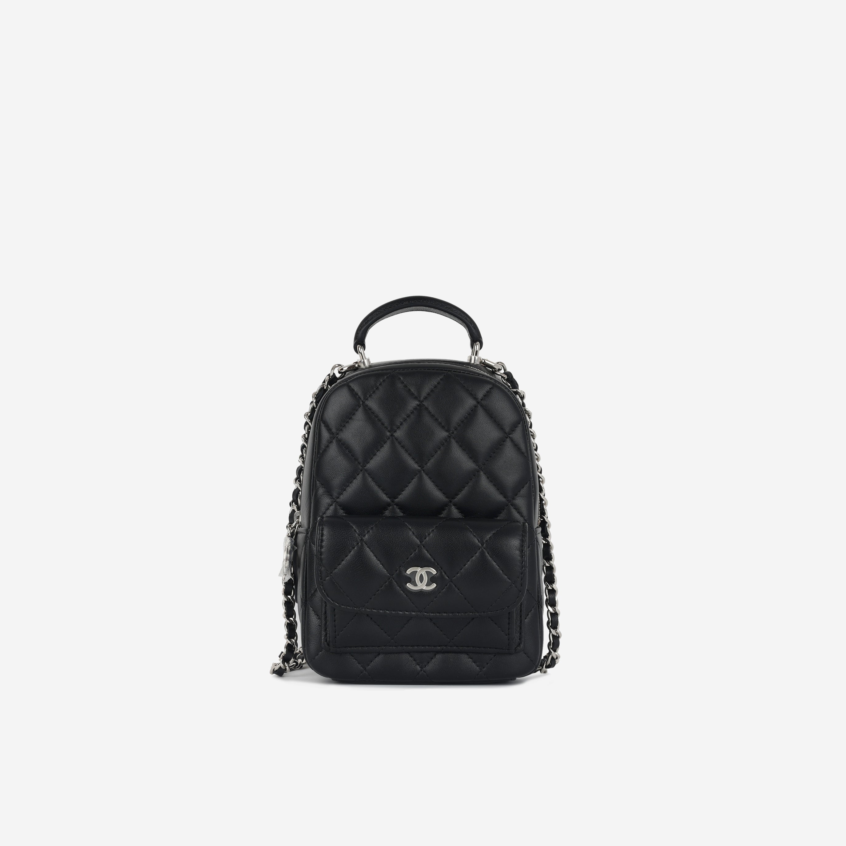 Chanel Mini CC Classic Backpack - Black Lambskin | Silver Hardware