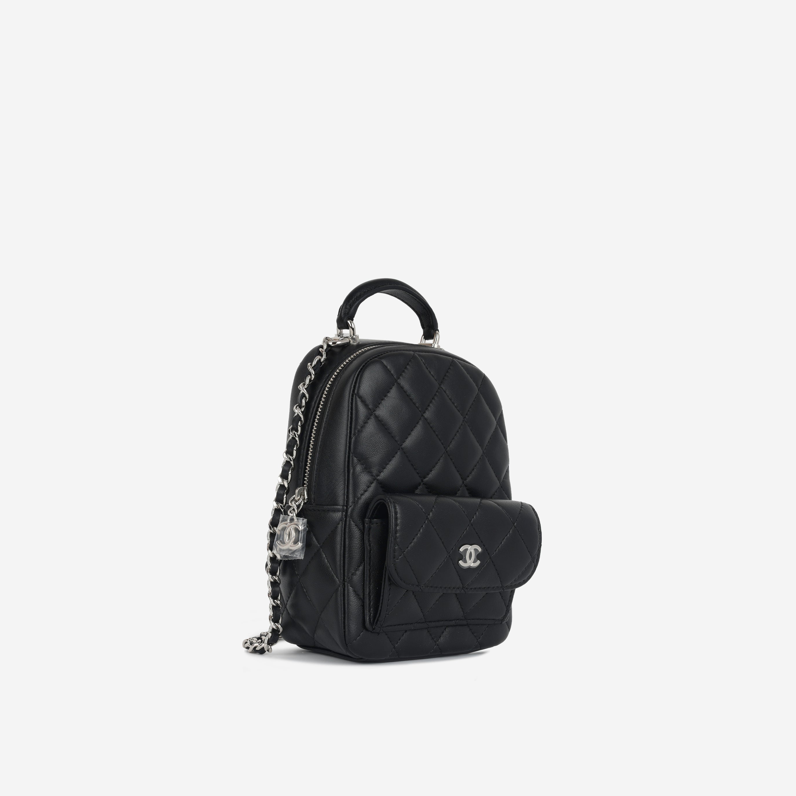 Chanel Mini CC Classic Backpack - Black Lambskin | Silver Hardware