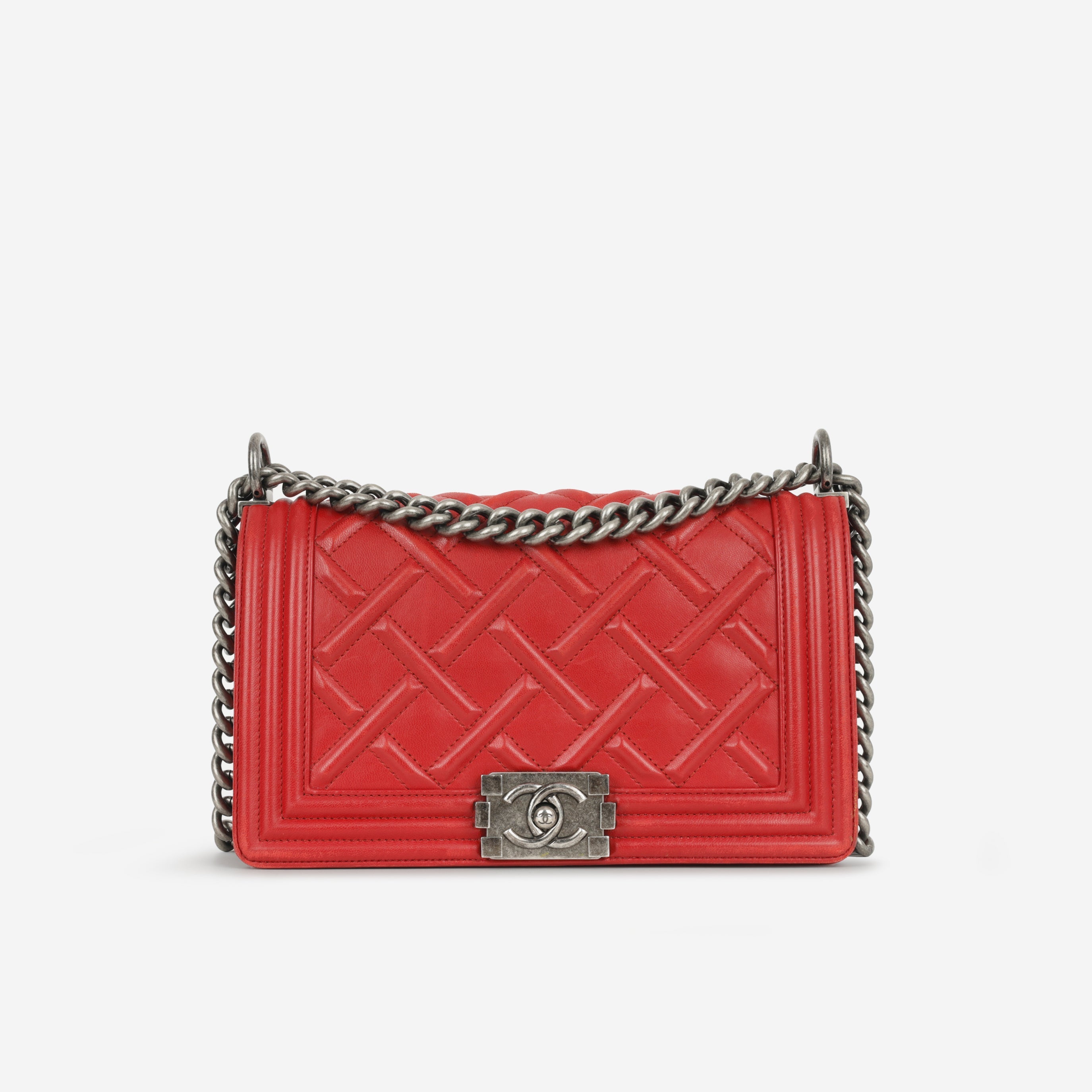 Chanel Rouge Chateau Celtic Old Medium Boy Bag | Ruthenium Hardware