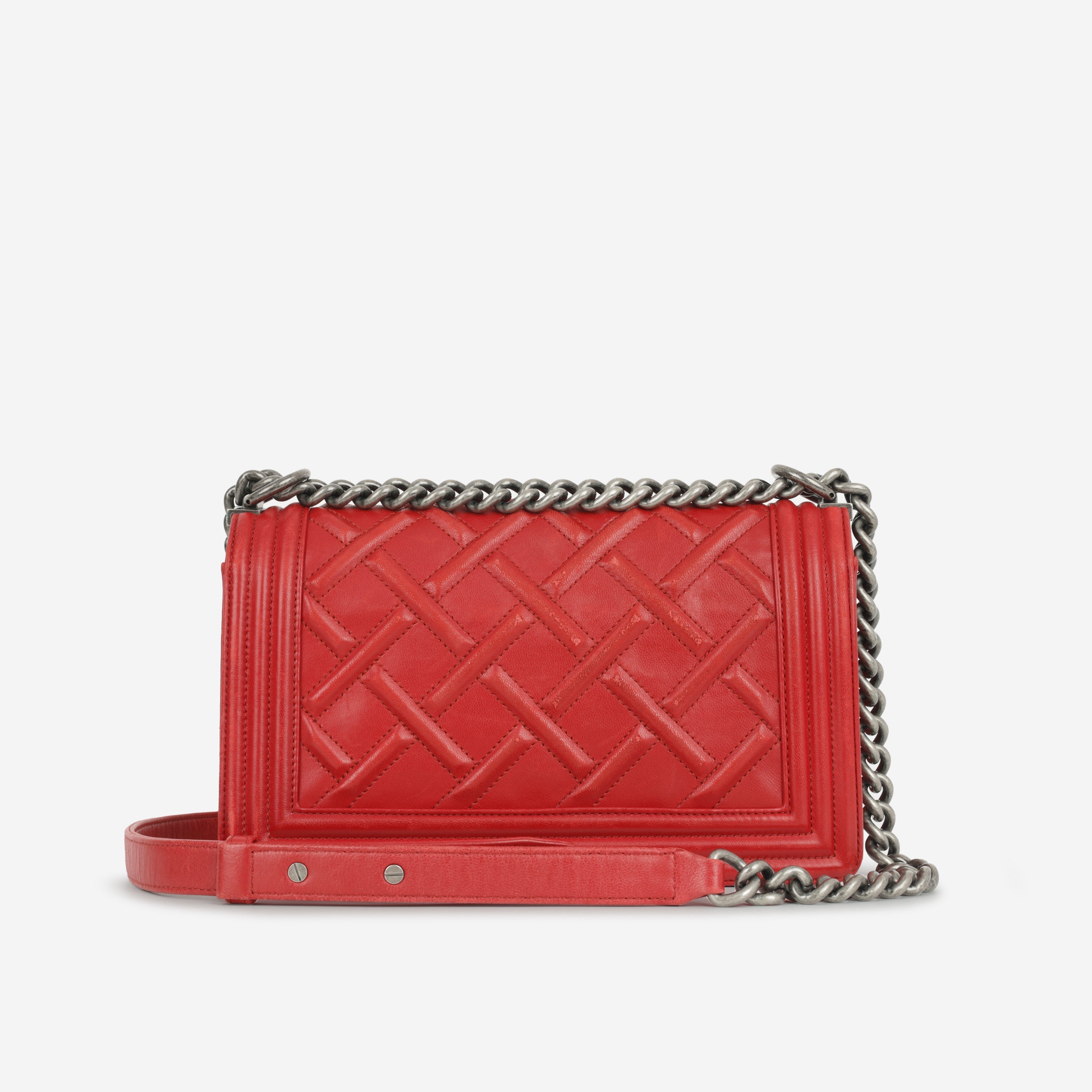 Chanel Rouge Chateau Celtic Old Medium Boy Bag | Ruthenium Hardware