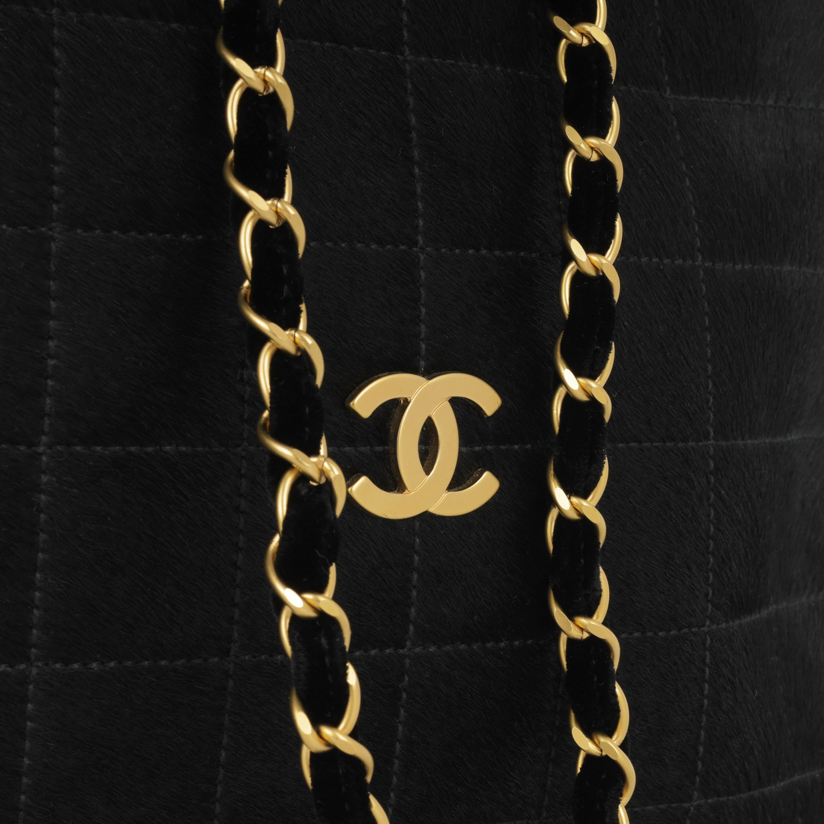 Chanel Vintage Chocolate Bar Drawstring Tote