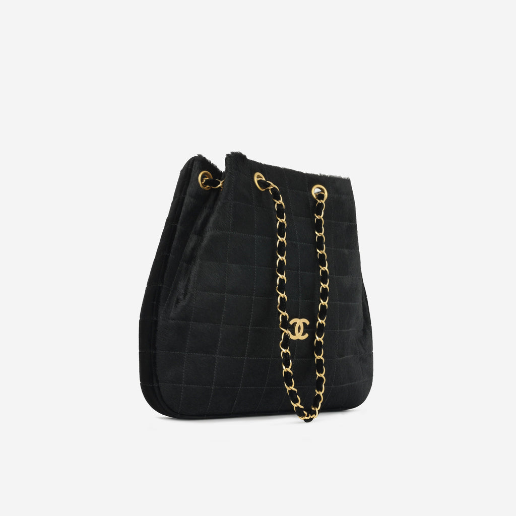 Chanel Vintage Chocolate Bar Drawstring Tote