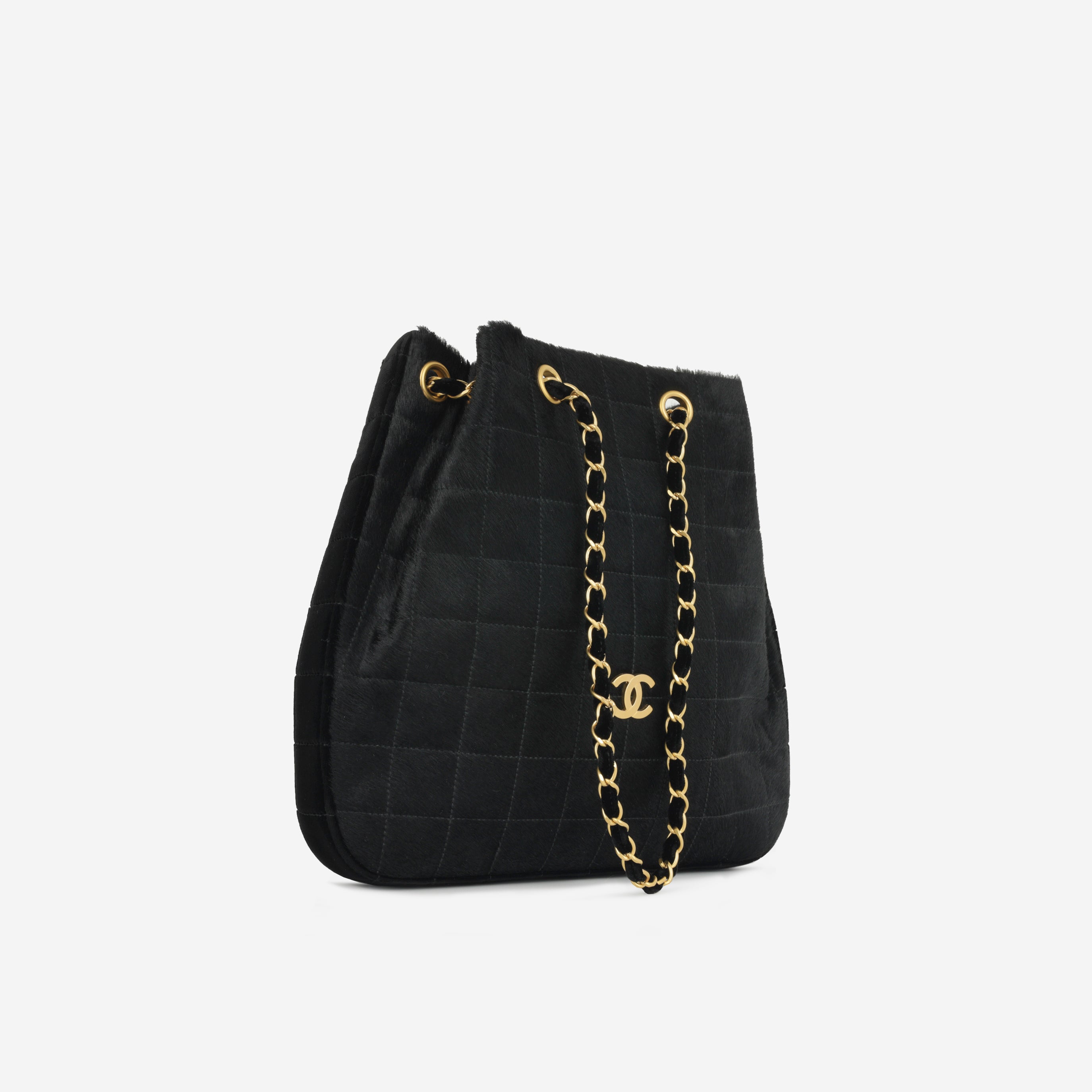 Chanel Vintage Chocolate Bar Drawstring Tote