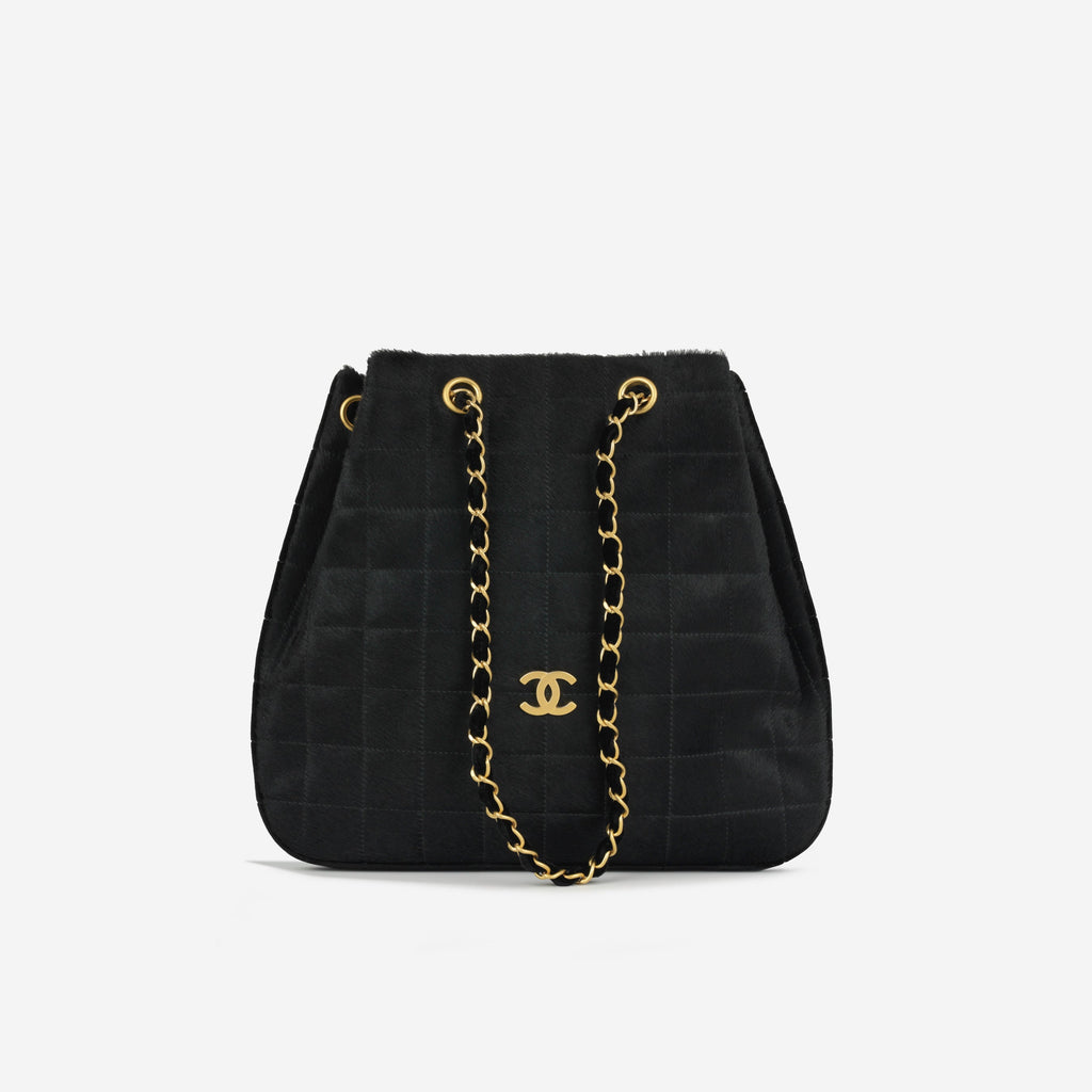 Chanel Vintage Chocolate Bar Drawstring Tote