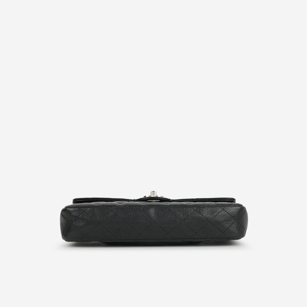 Chanel East West Flap Bag - Black Caviar | Silver Hardware
