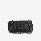 Chanel East West Flap Bag - Black Caviar | Silver Hardware