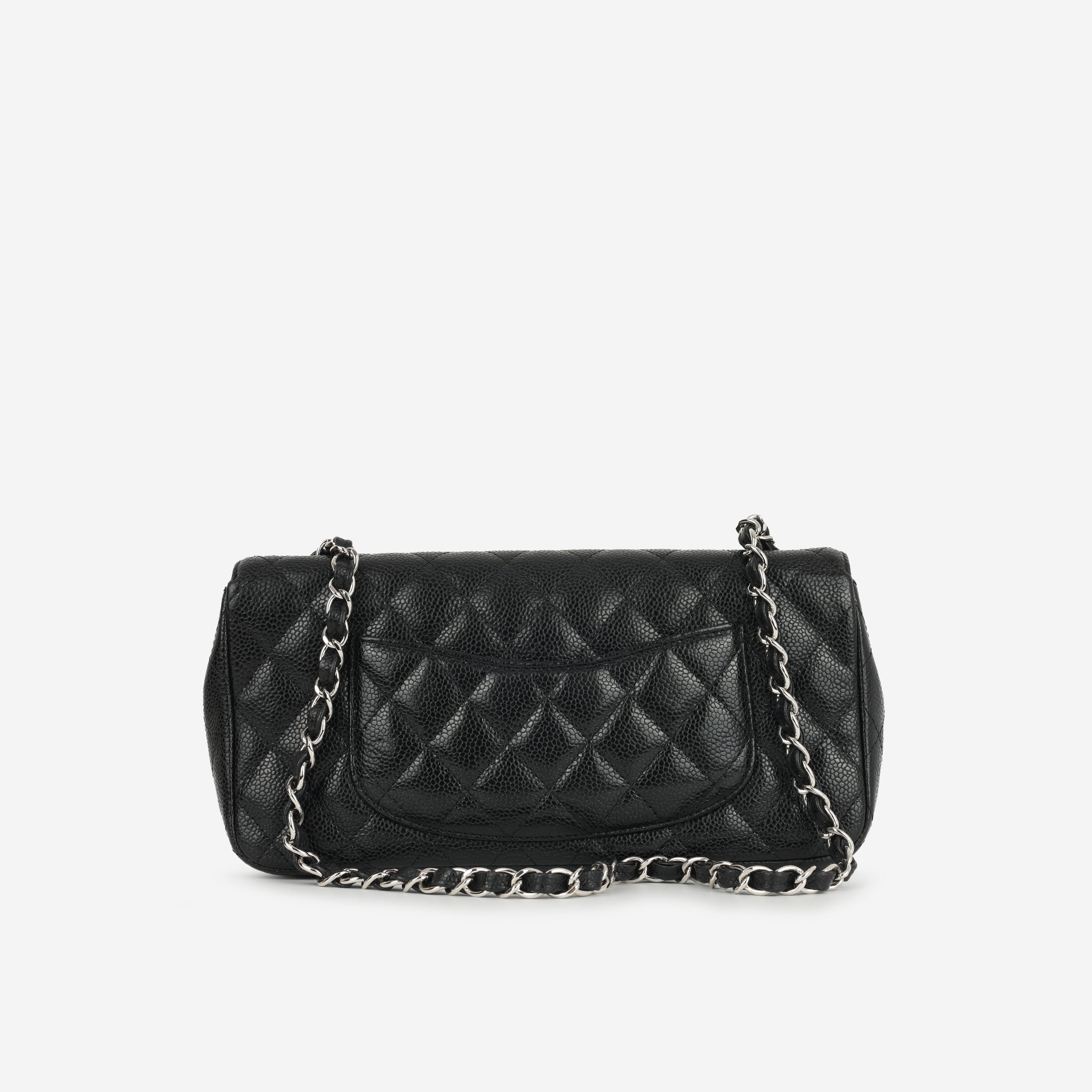 Chanel East West Flap Bag - Black Caviar | Silver Hardware