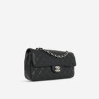 Chanel East West Flap Bag - Black Caviar | Silver Hardware