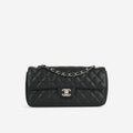Chanel East West Flap Bag - Black Caviar | Silver Hardware