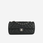 Chanel East West Flap Bag - Black Caviar | Silver Hardware
