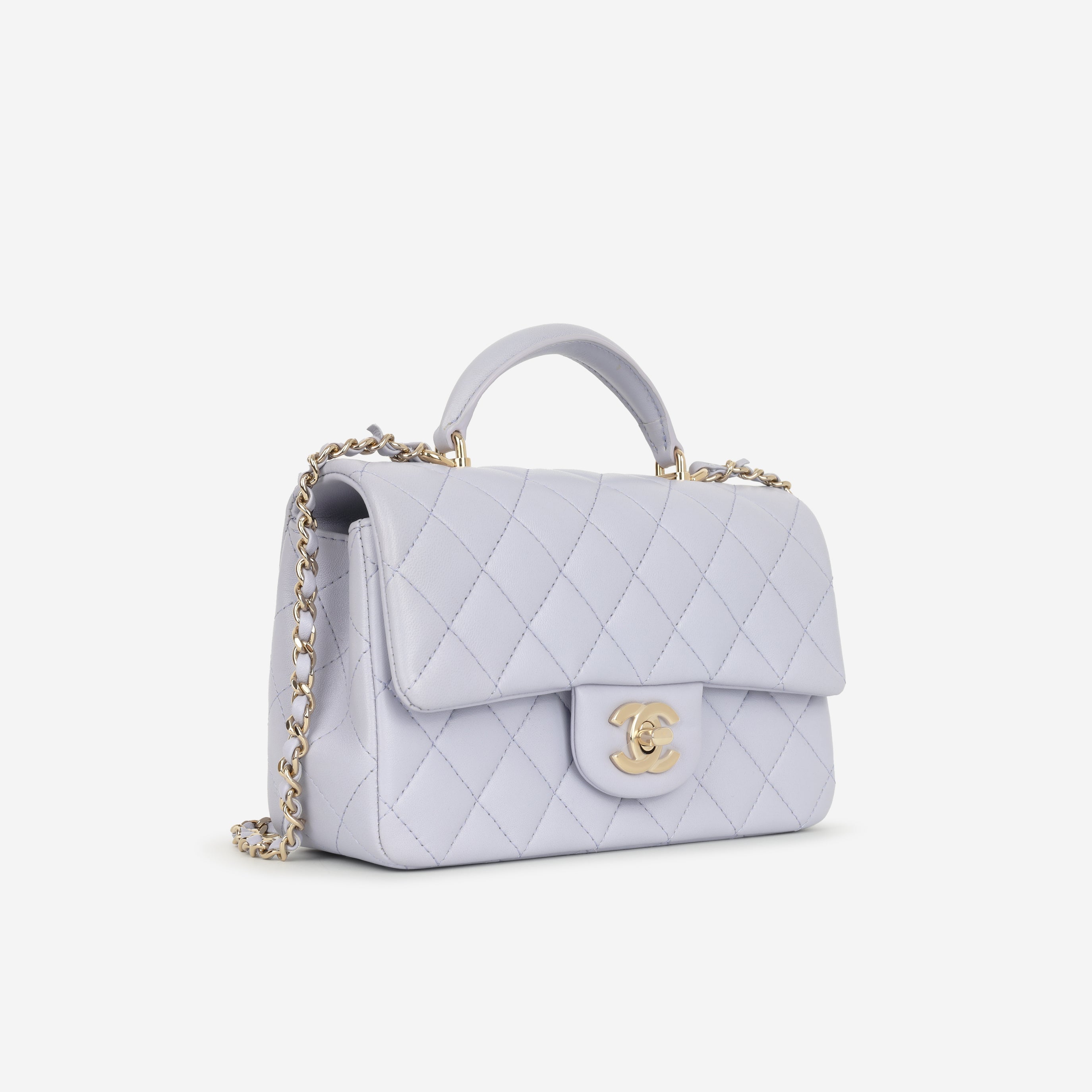 Chanel Mini Rectangular Top Handle - Lilac Lambskin | Champagne Gold Hardware