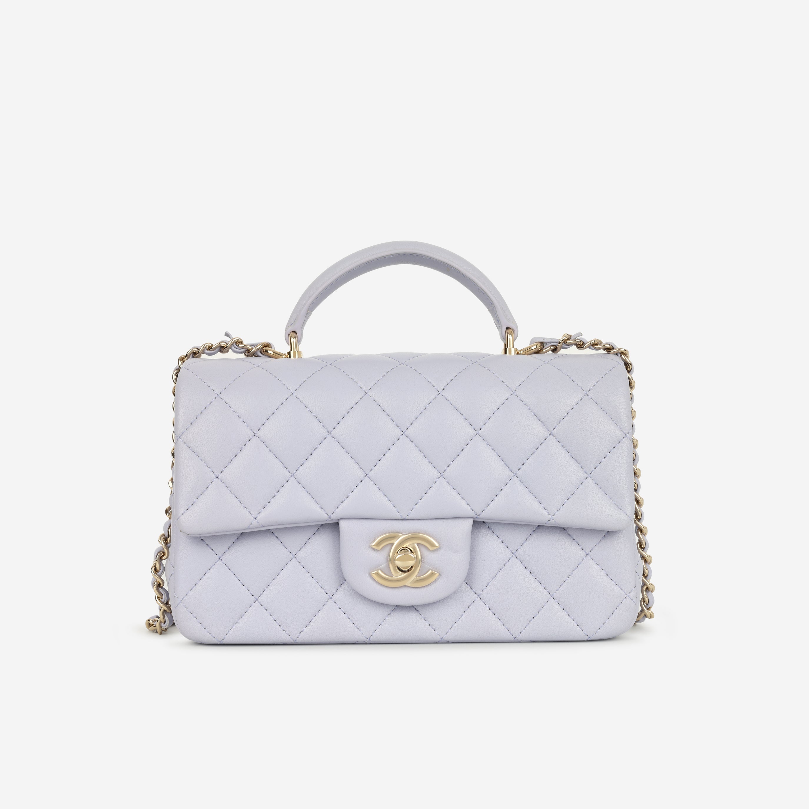 Chanel Mini Rectangular Top Handle - Lilac Lambskin | Champagne Gold Hardware