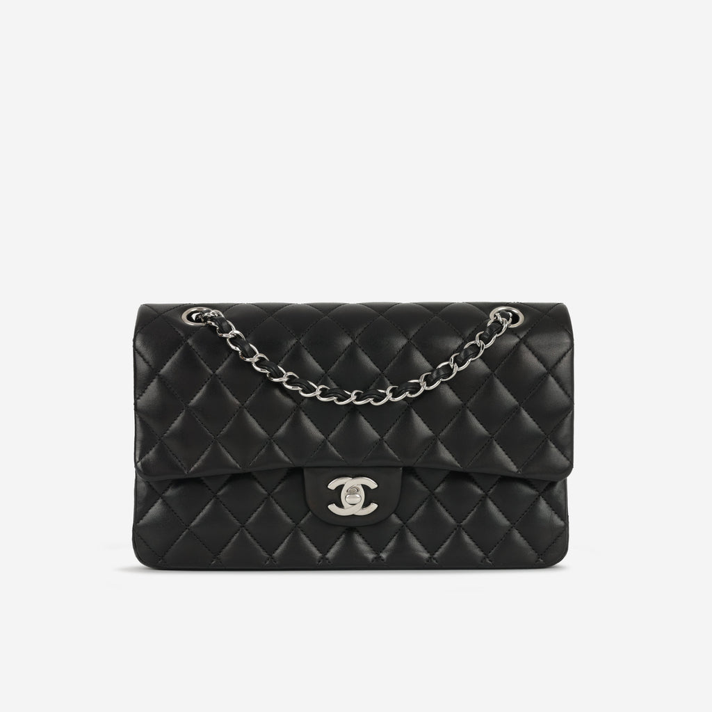 Chanel Medium Classic Flap - Black Lambskin | Silver Hardware