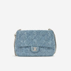 Chanel Mediun Denim Quilted Camellia Flap