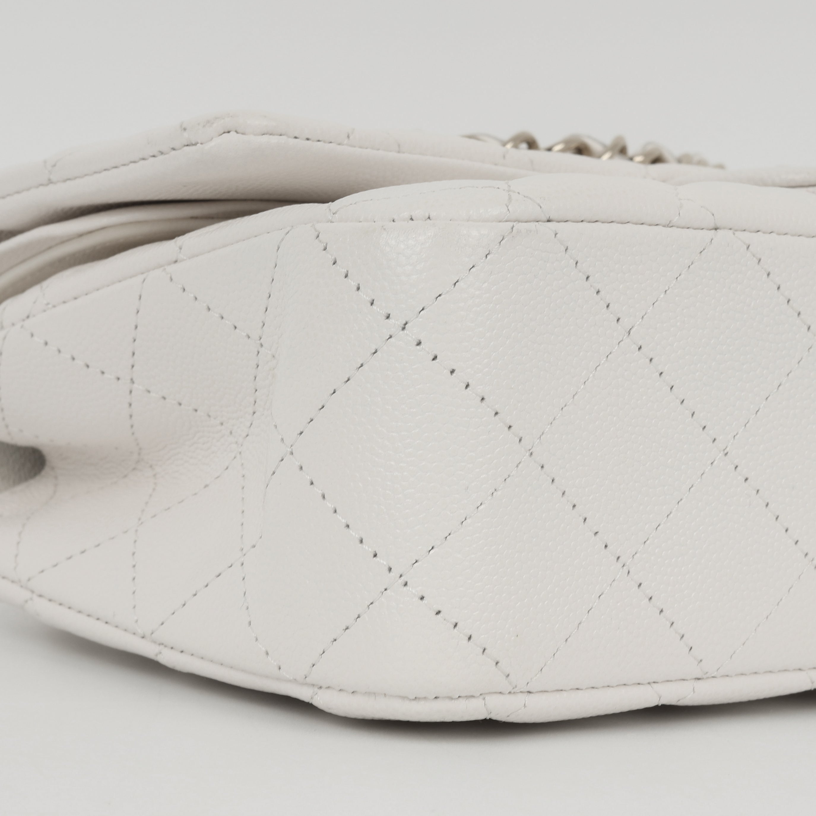 Chanel Medium Classic Flap - White Caviar | Champagne gold hardware