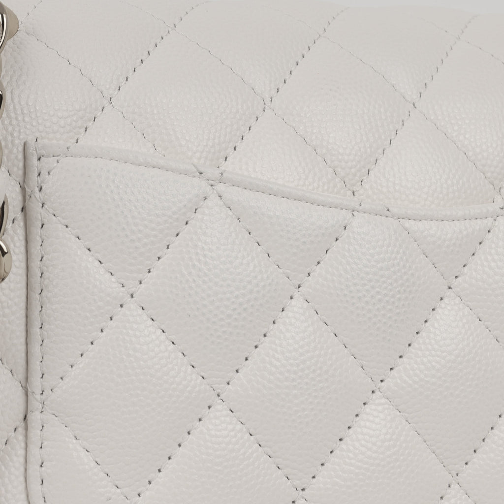 Chanel Medium Classic Flap - White Caviar | Champagne gold hardware
