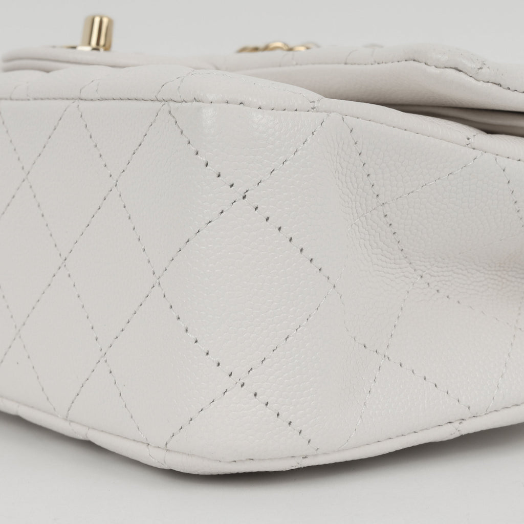 Chanel Medium Classic Flap - White Caviar | Champagne gold hardware