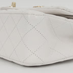 Chanel Medium Classic Flap - White Caviar | Champagne gold hardware