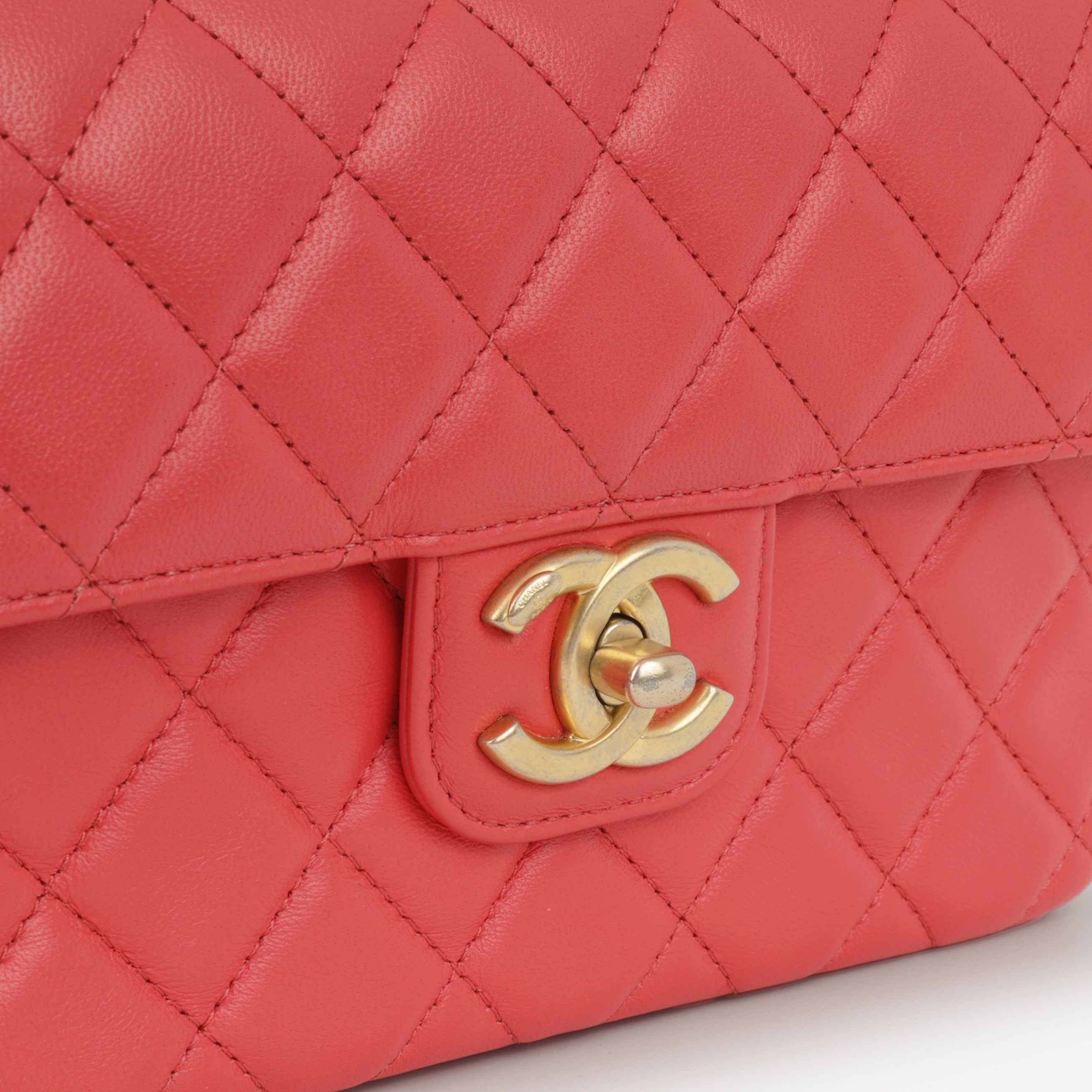 Chanel Seasonal CC Pins Flap - Red Lambskin | Gold Hardware