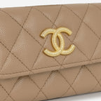 Chanel CC Card Holder - Caramel Caviar GHW | Gold Hardware