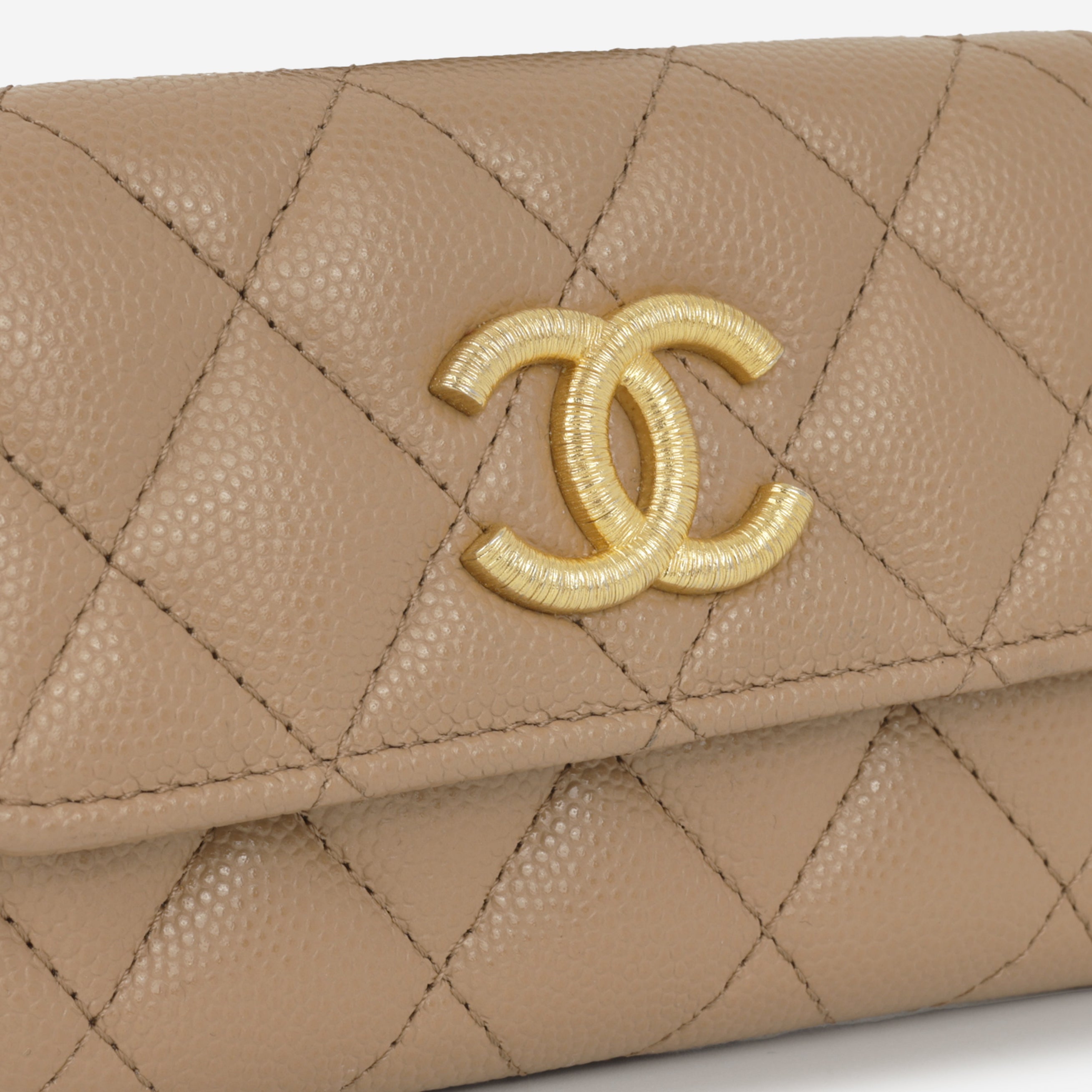 Chanel CC Card Holder - Caramel Caviar GHW | Gold Hardware