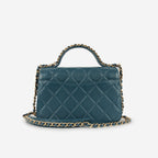 Chanel Infinity Top Handle - Blue Calfskin | Gold Hardware