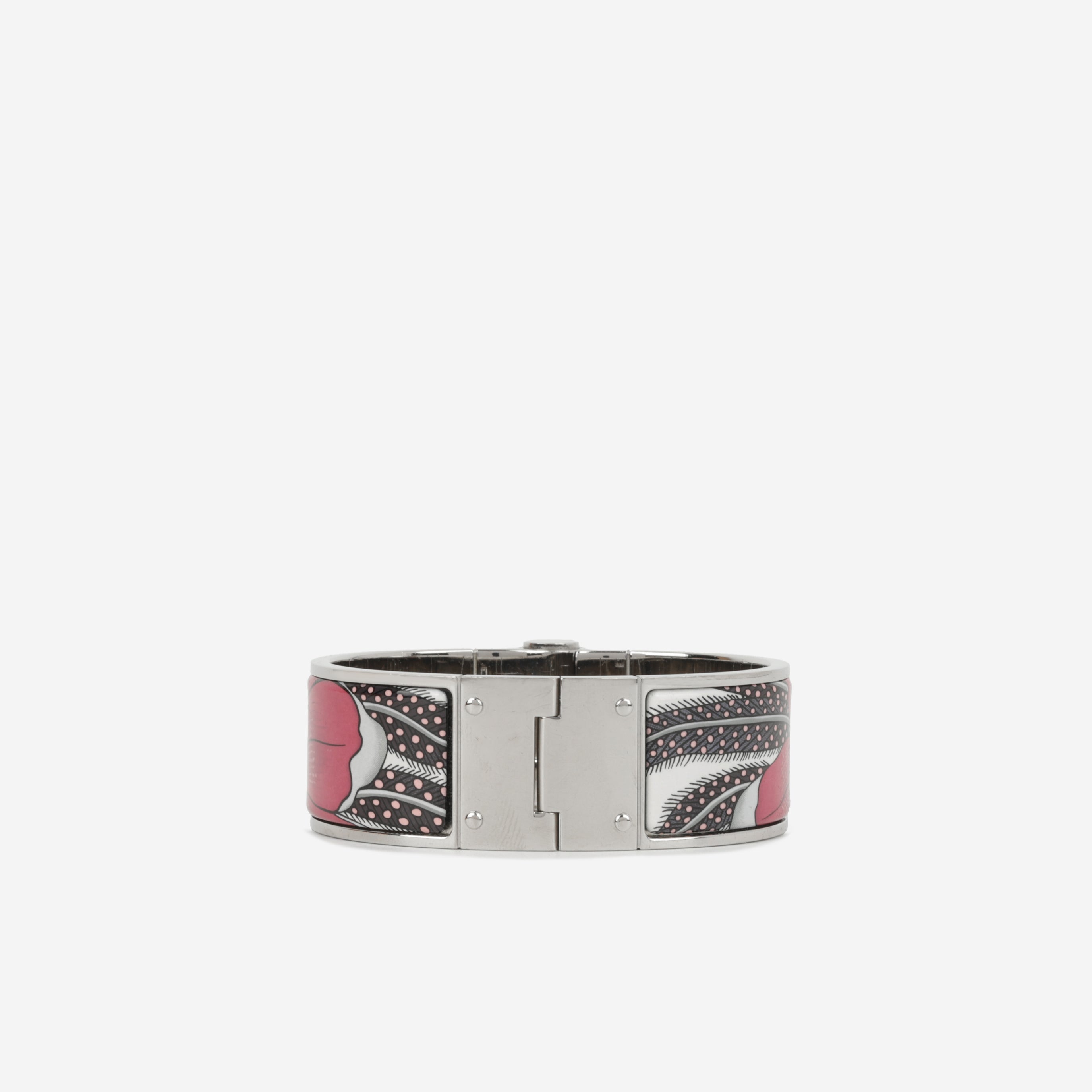 Hermes Baobab Cat Hinged Narrow Bracelet Enamel | Palladium Plated
