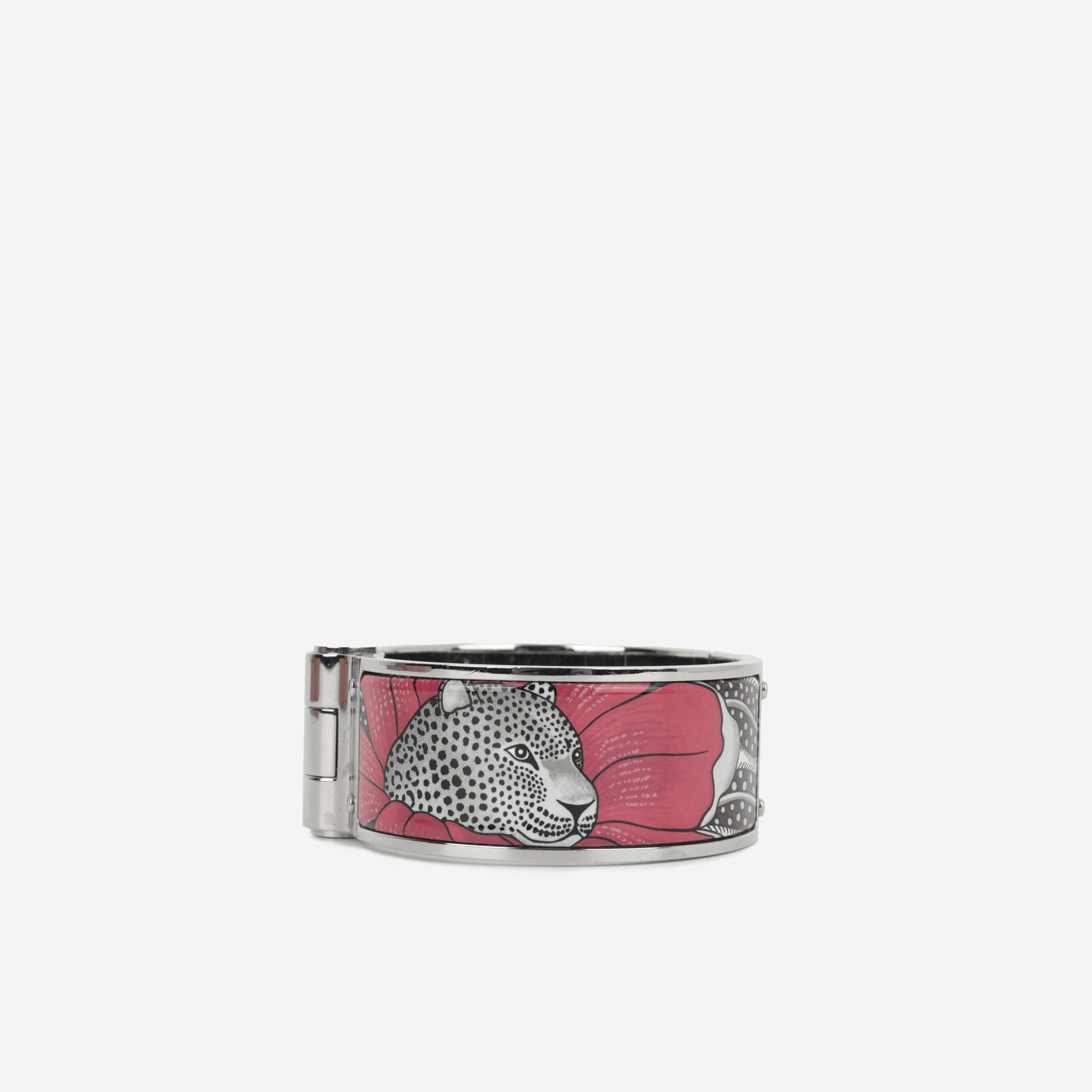 Hermes Baobab Cat Hinged Narrow Bracelet Enamel | Palladium Plated