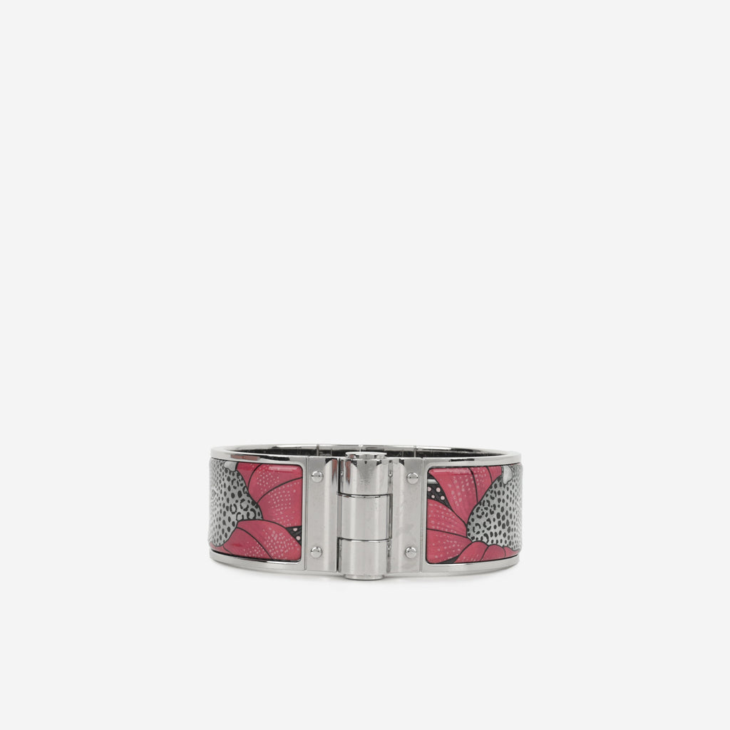 Hermes Baobab Cat Hinged Narrow Bracelet Enamel | Palladium Plated