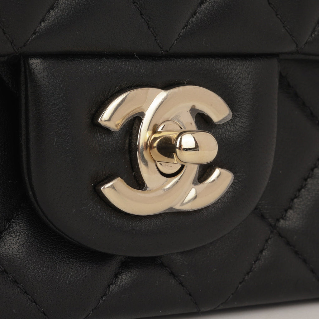 Chanel Mini Rectangular - Black Lambskin | Champagne Gold Hardware