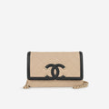 Chanel Filigree Wallet on Chain - Beige / Black Caviar | Champagne Gold Hardware
