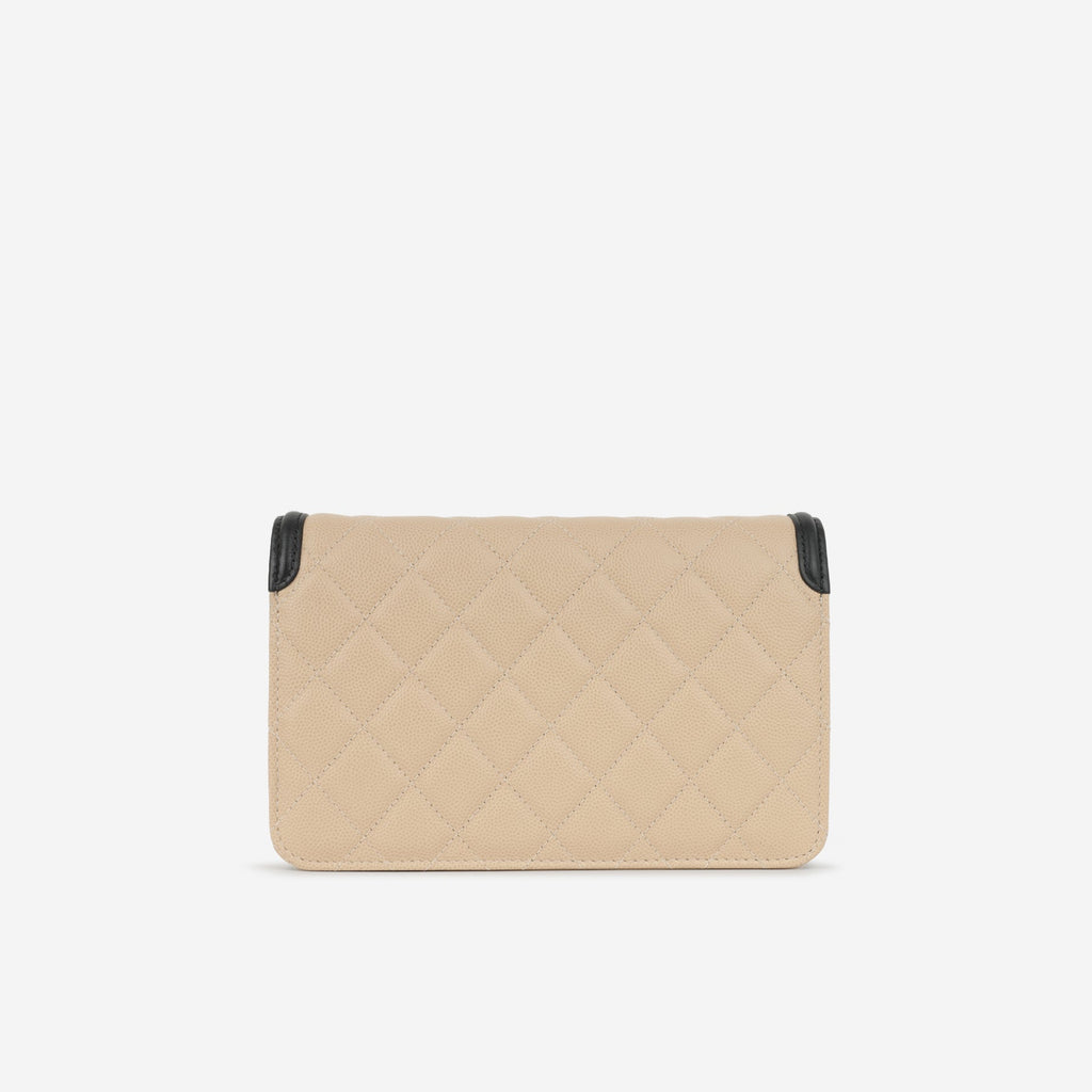 Chanel Filigree Wallet on Chain - Beige / Black Caviar | Champagne Gold Hardware