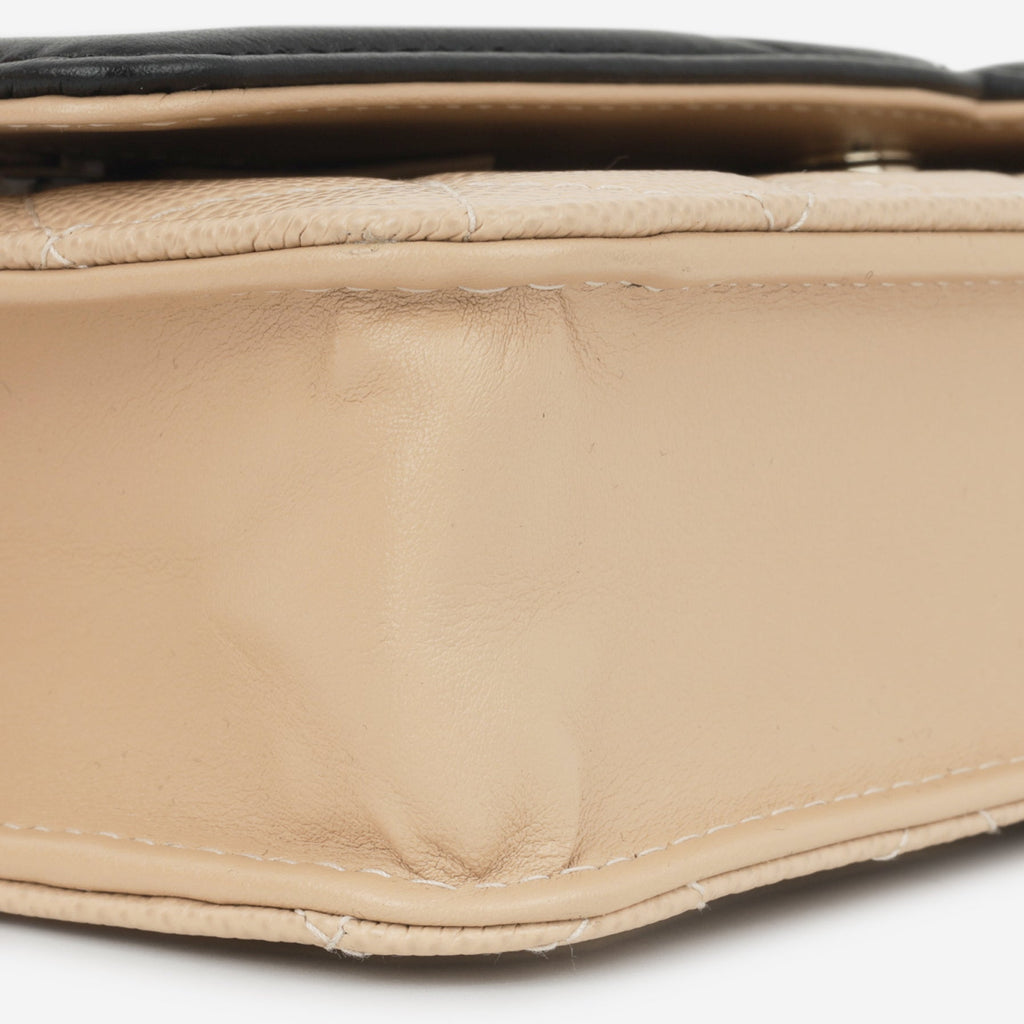 Chanel Filigree Wallet on Chain - Beige / Black Caviar | Champagne Gold Hardware