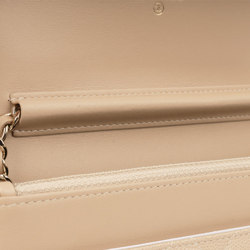 Chanel Filigree Wallet on Chain - Beige / Black Caviar | Champagne Gold Hardware