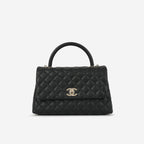 Chanel Medium Coco Handle - Black Caviar | Champagne Gold